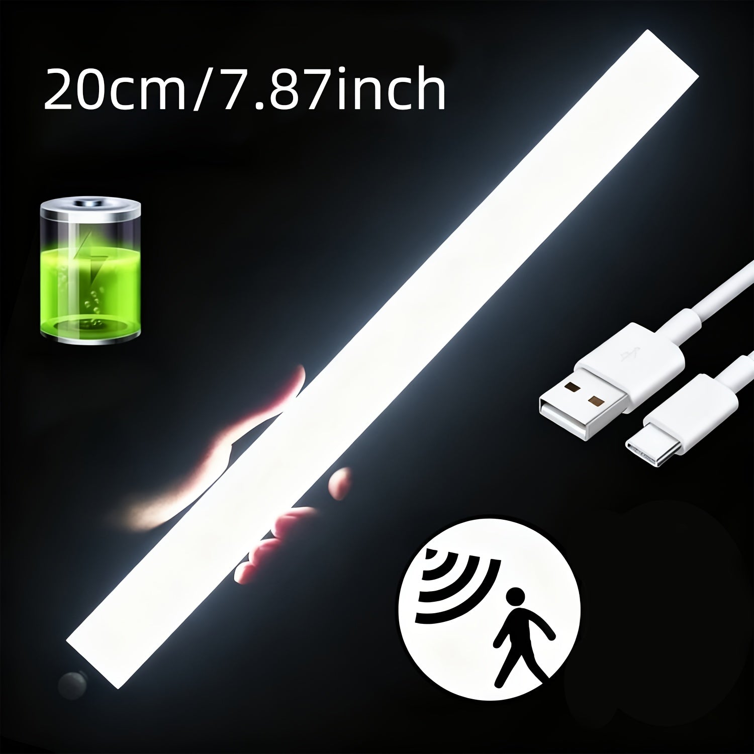 NBBUFF LED светло активирано со движење, со три температури на бои, прилагодлива осветленост, панорамски сензор за луѓе од 360° и можност за полнење преку USB. Идеално за употреба во спални соби, покрај кревети, на скали, во ормари, A