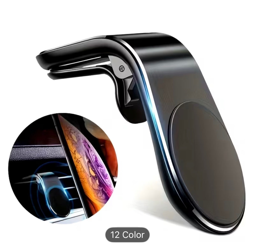 Метален држач за автомобил со универзален магнетен држач за телефон во форма на L за возила