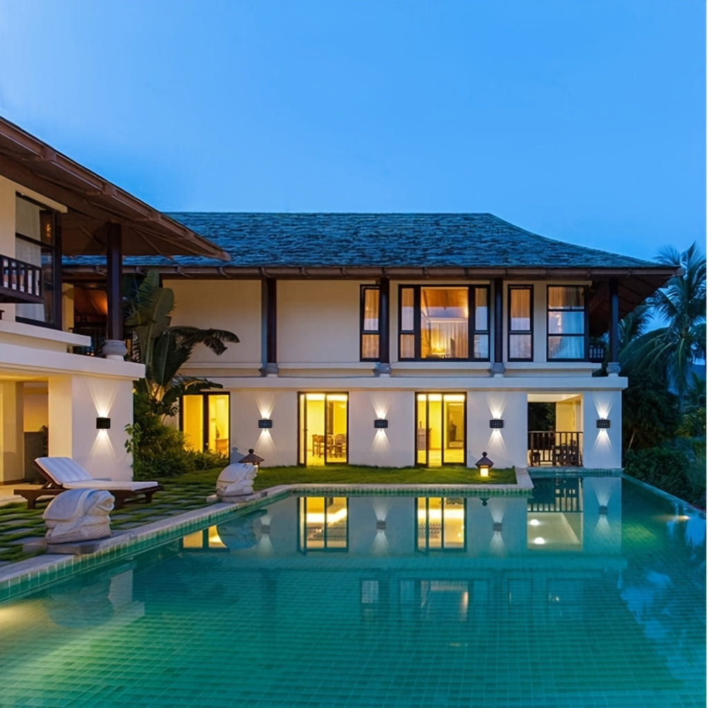 1/2 пакувања, 6 LED соларни ѕидни светилки, совршени за декорирање дворови, улици, огради, гаражи и градини