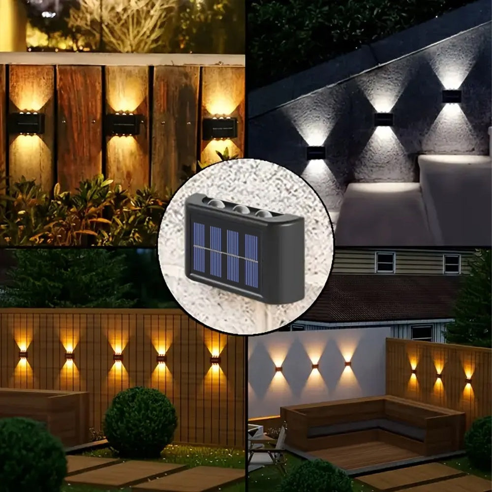 1/2 пакувања, 6 LED соларни ѕидни светилки, совршени за декорирање дворови, улици, огради, гаражи и градини