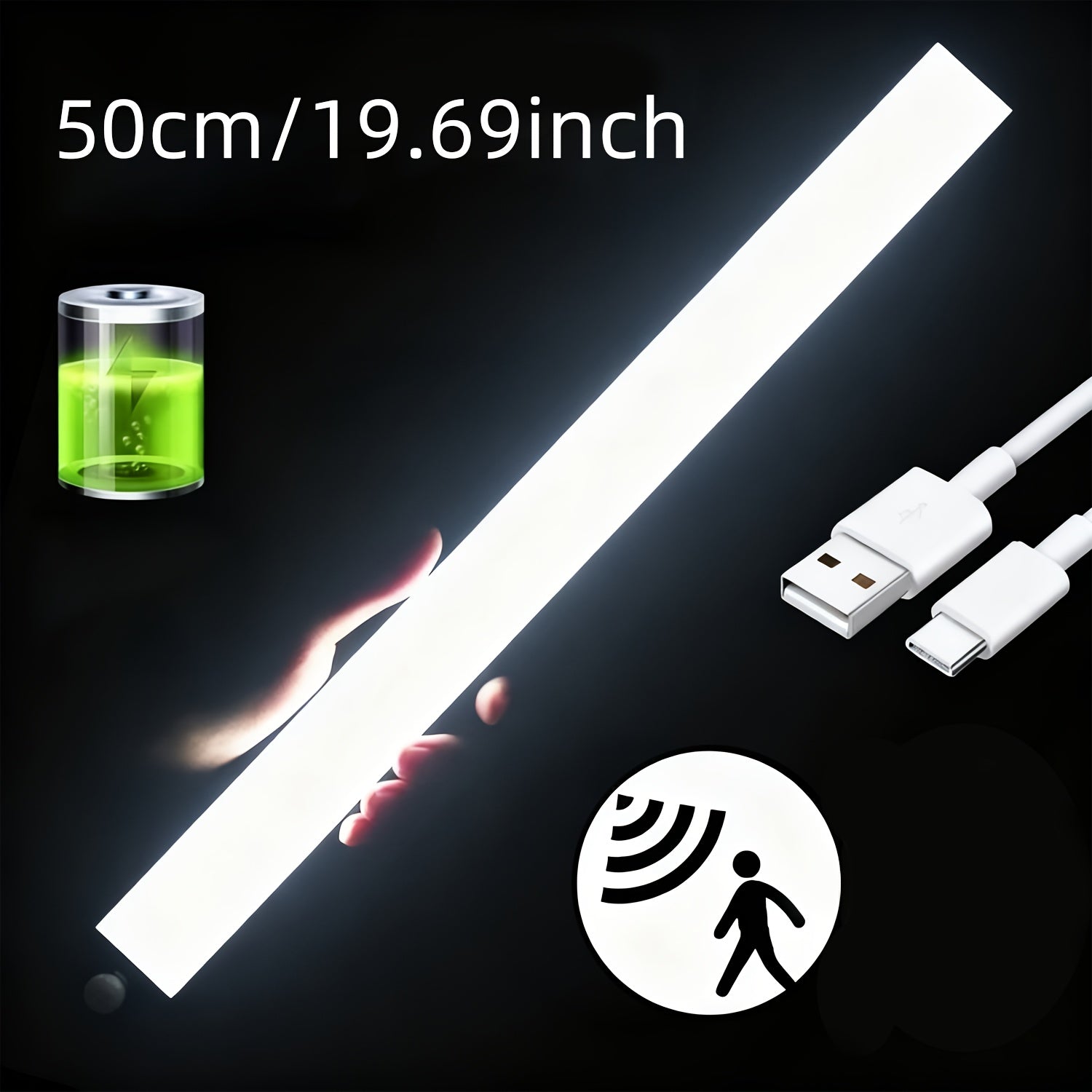 NBBUFF LED светло активирано со движење, со три температури на бои, прилагодлива осветленост, панорамски сензор за луѓе од 360° и можност за полнење преку USB. Идеално за употреба во спални соби, покрај кревети, на скали, во ормари, A