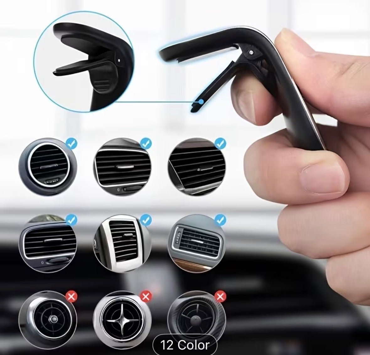 Метален држач за автомобил со универзален магнетен држач за телефон во форма на L за возила