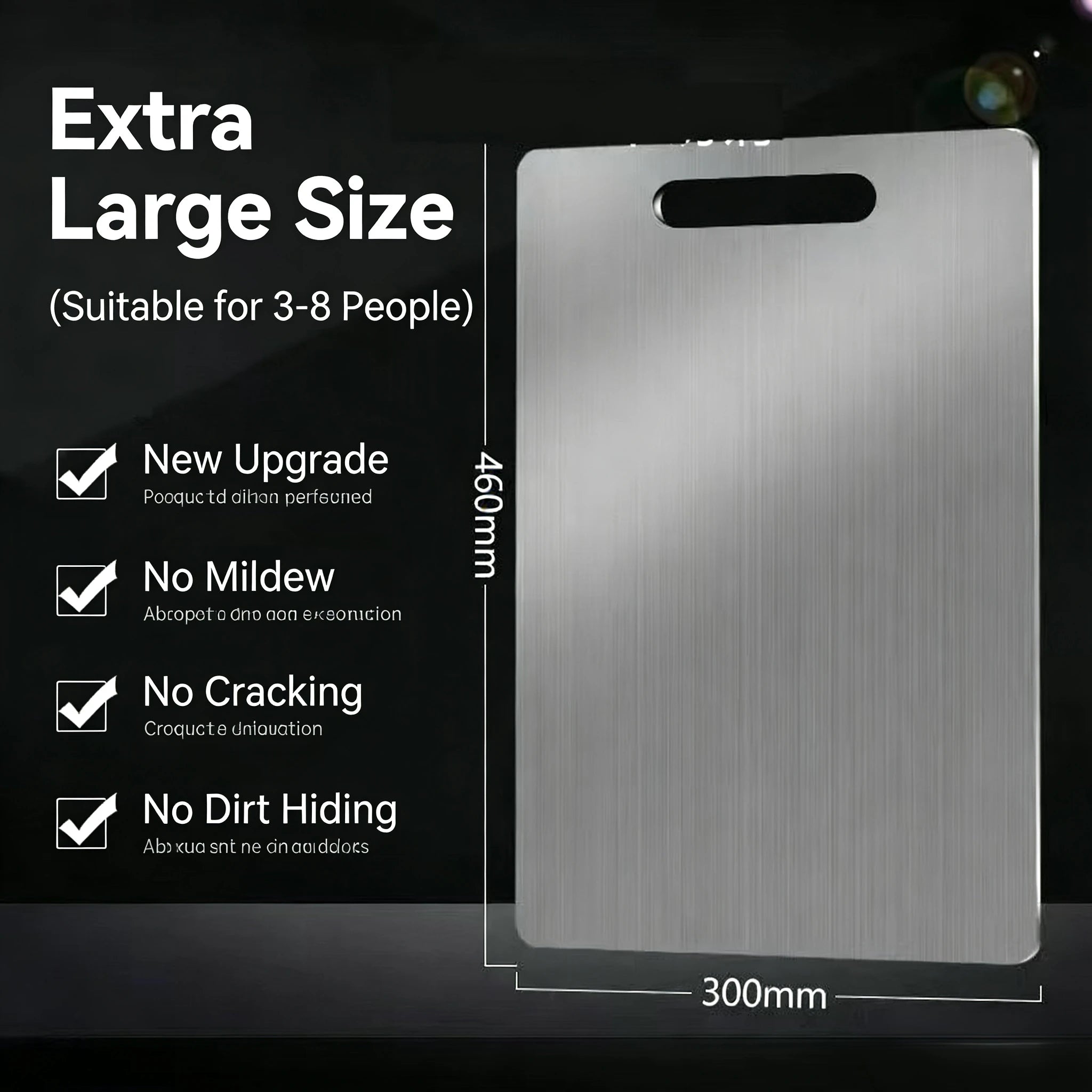 Титаниумски даски за сечење за кујна, задебелени двострани даски од не'рѓосувачки челик 304, задебелени, преносливи за сечење овошје и месо, со квалитет за храна