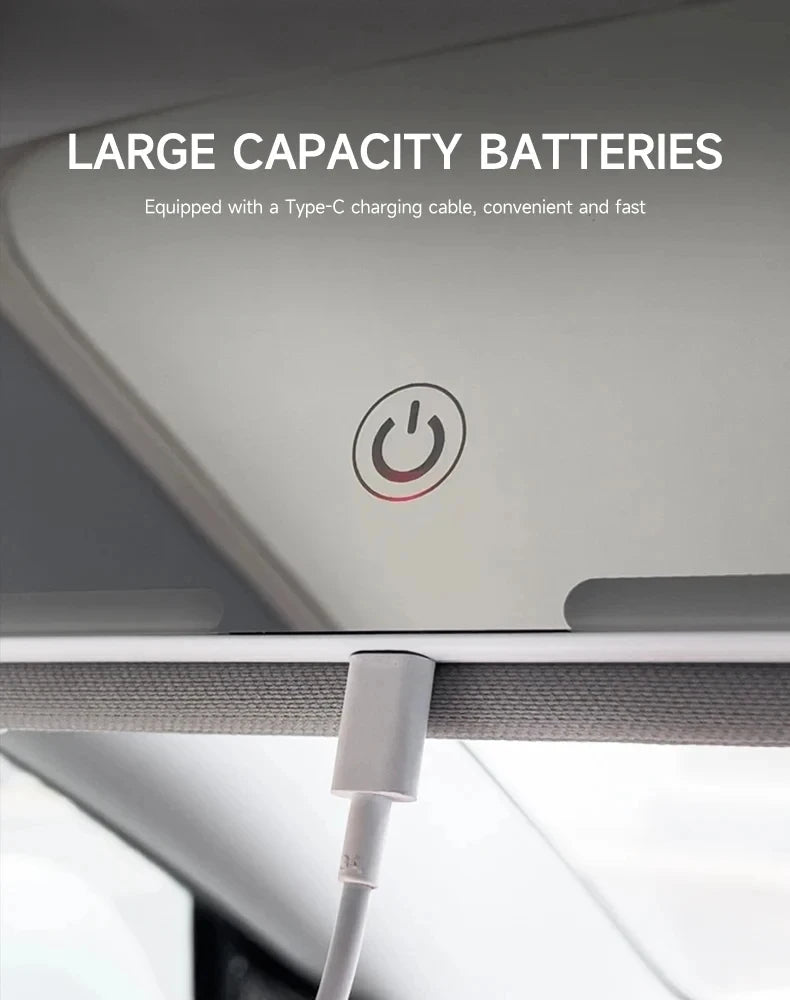 Внатрешно огледало за автомобил, штитник за сонце, LED огледало за шминкање со висока дефиниција, прилагодување на екранот на допир во 3 режими, USB полнење, огледало за шминкање за автомобил