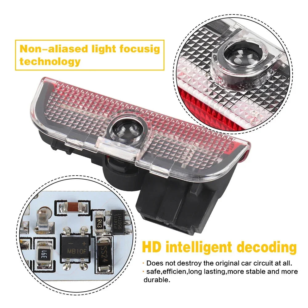 2/4p LED светло со проектор со лого на вратата од автомобилот за VW Golf 5 6 7 8 GTI GTD GTE Touareg CC Passat B6 B7 B8 B9 C6 C7 C8 Tiguan Додатоци