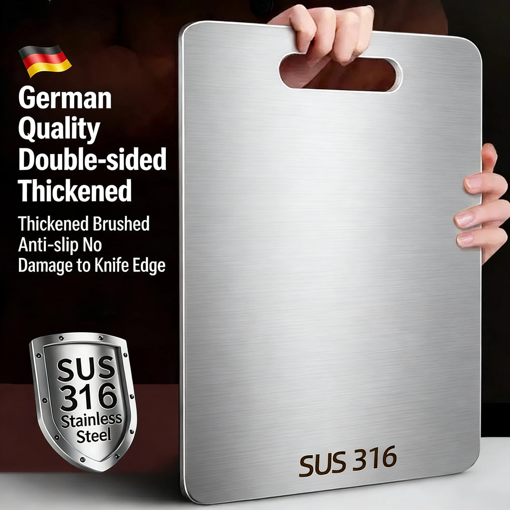 Титаниумски даски за сечење за кујна, задебелени двострани даски од не'рѓосувачки челик 304, задебелени, преносливи за сечење овошје и месо, со квалитет за храна
