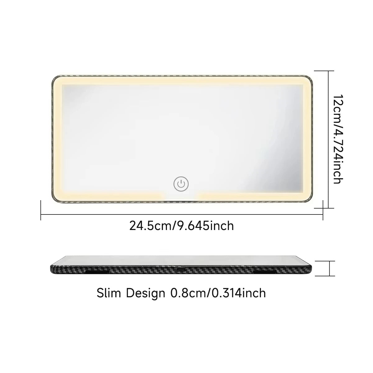 Внатрешно огледало за автомобил, штитник за сонце, LED огледало за шминкање со висока дефиниција, прилагодување на екранот на допир во 3 режими, USB полнење, огледало за шминкање за автомобил