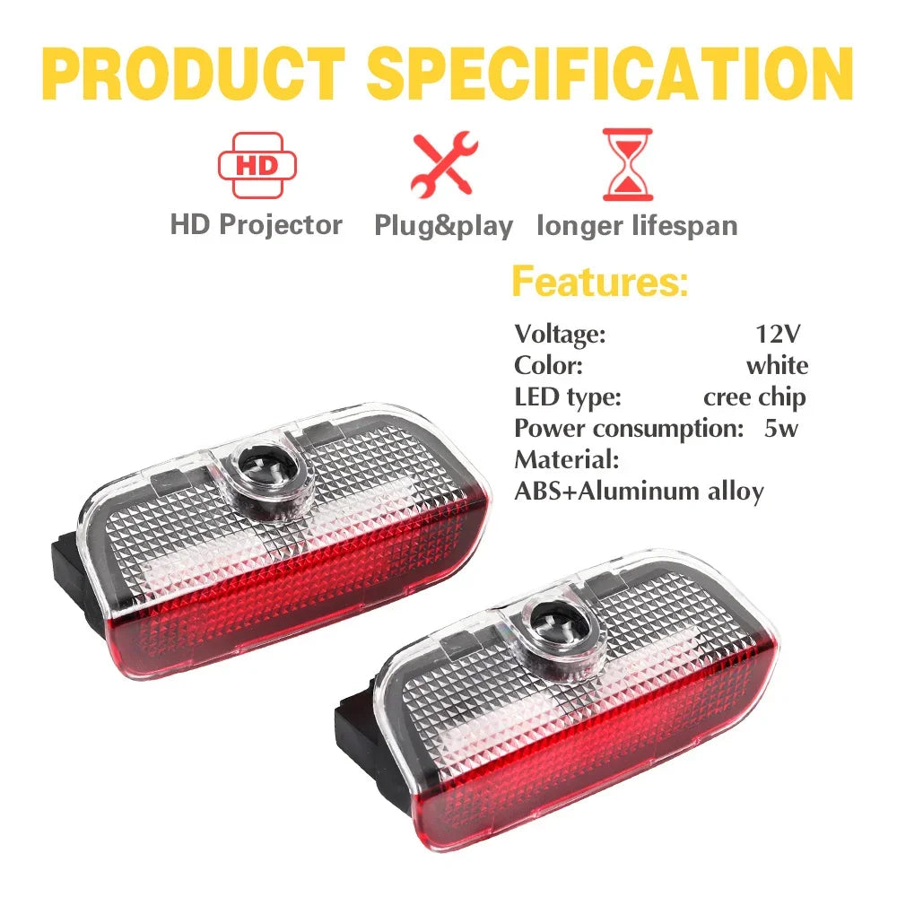 2/4p LED светло со проектор со лого на вратата од автомобилот за VW Golf 5 6 7 8 GTI GTD GTE Touareg CC Passat B6 B7 B8 B9 C6 C7 C8 Tiguan Додатоци