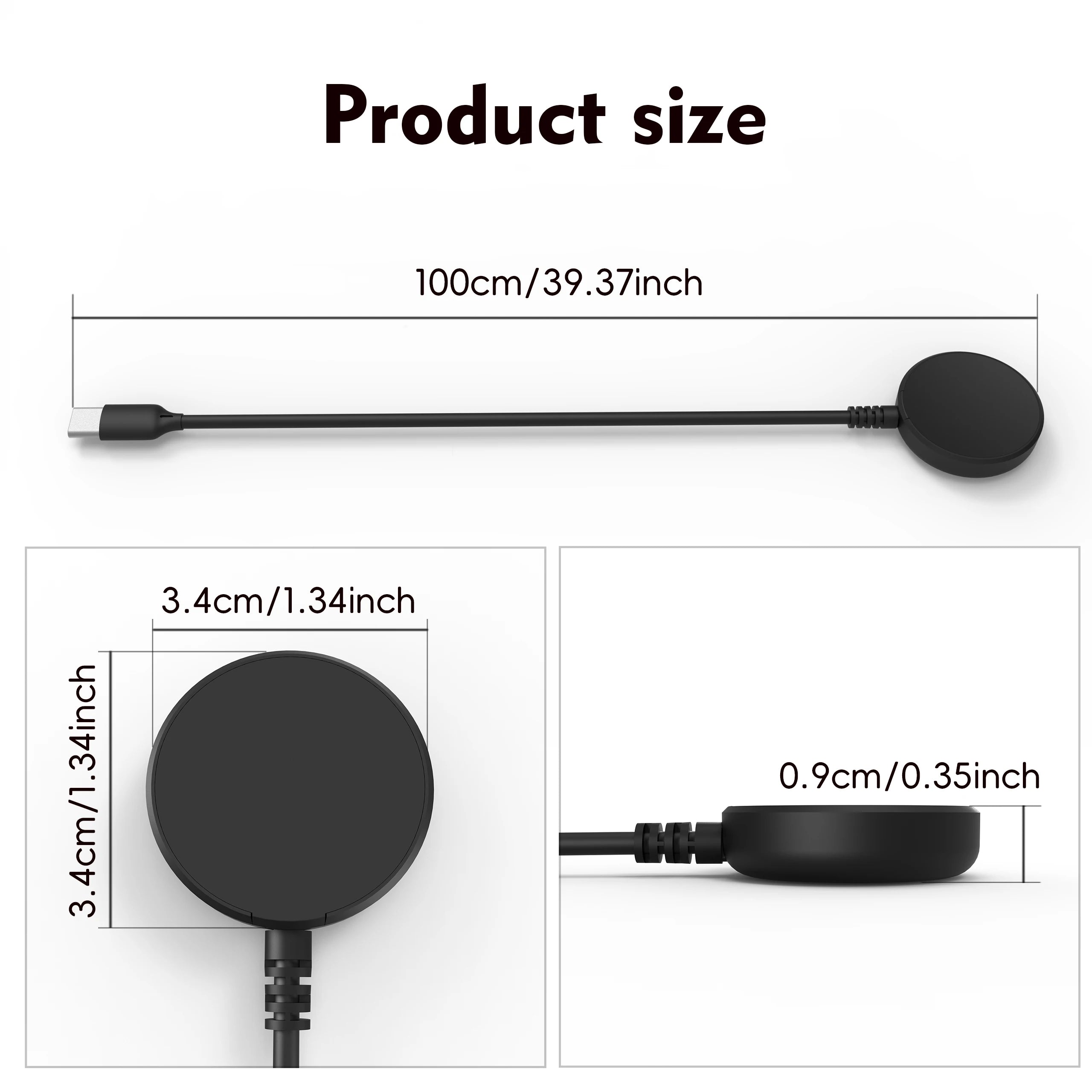 Безжичен полнач за Galaxy Watch, полнач за Galaxy Watch 3/4 5/6/7 Active1-2 Ultra FE кабел за часовник USB-A USB-C