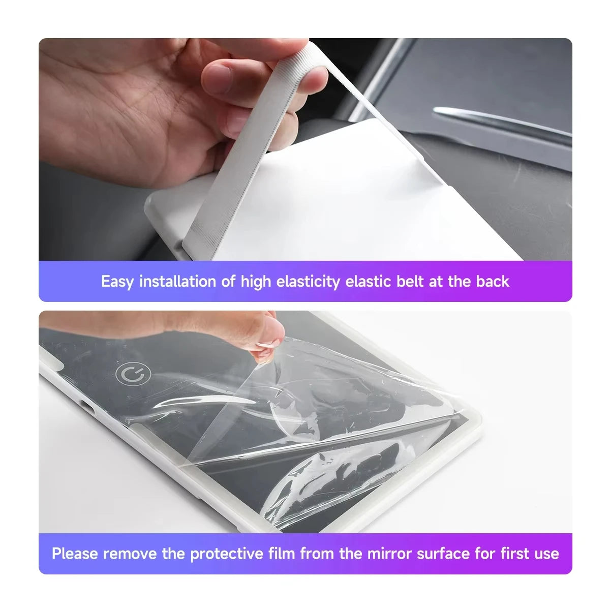 Внатрешно огледало за автомобил, штитник за сонце, LED огледало за шминкање со висока дефиниција, прилагодување на екранот на допир во 3 режими, USB полнење, огледало за шминкање за автомобил