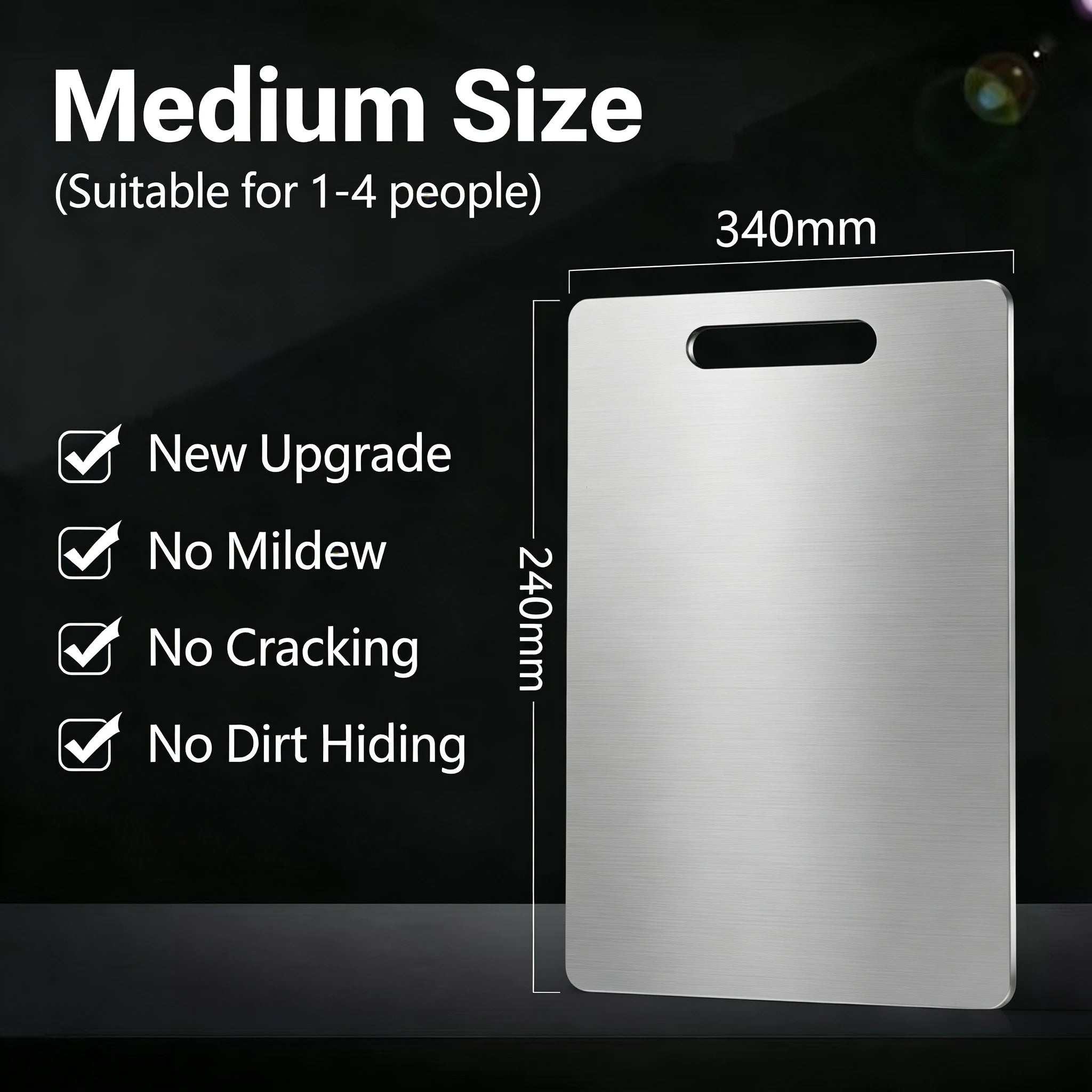 Титаниумски даски за сечење за кујна, задебелени двострани даски од не'рѓосувачки челик 304, задебелени, преносливи за сечење овошје и месо, со квалитет за храна