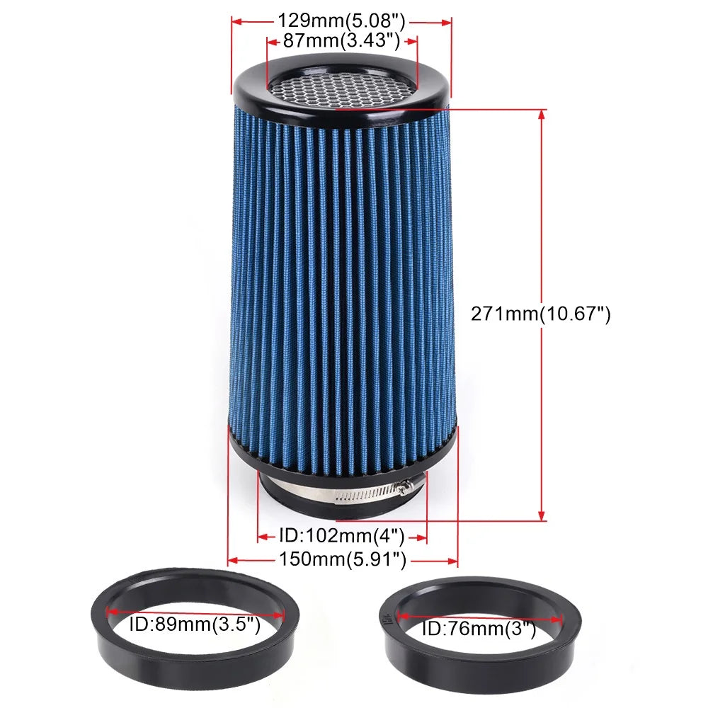 RASTP-Универзален филтер за воздух за автомобил со висок проток од 3" 3,5" 4" Конусни филтри за воздух што се перат за тркачки автомобили високи 10,6" OFI141