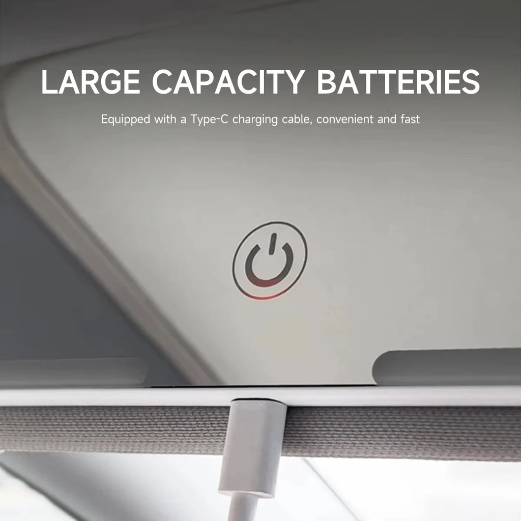 Внатрешно огледало за автомобил, штитник за сонце, LED огледало за шминкање со висока дефиниција, прилагодување на екранот на допир во 3 режими, USB полнење, огледало за шминкање за автомобил