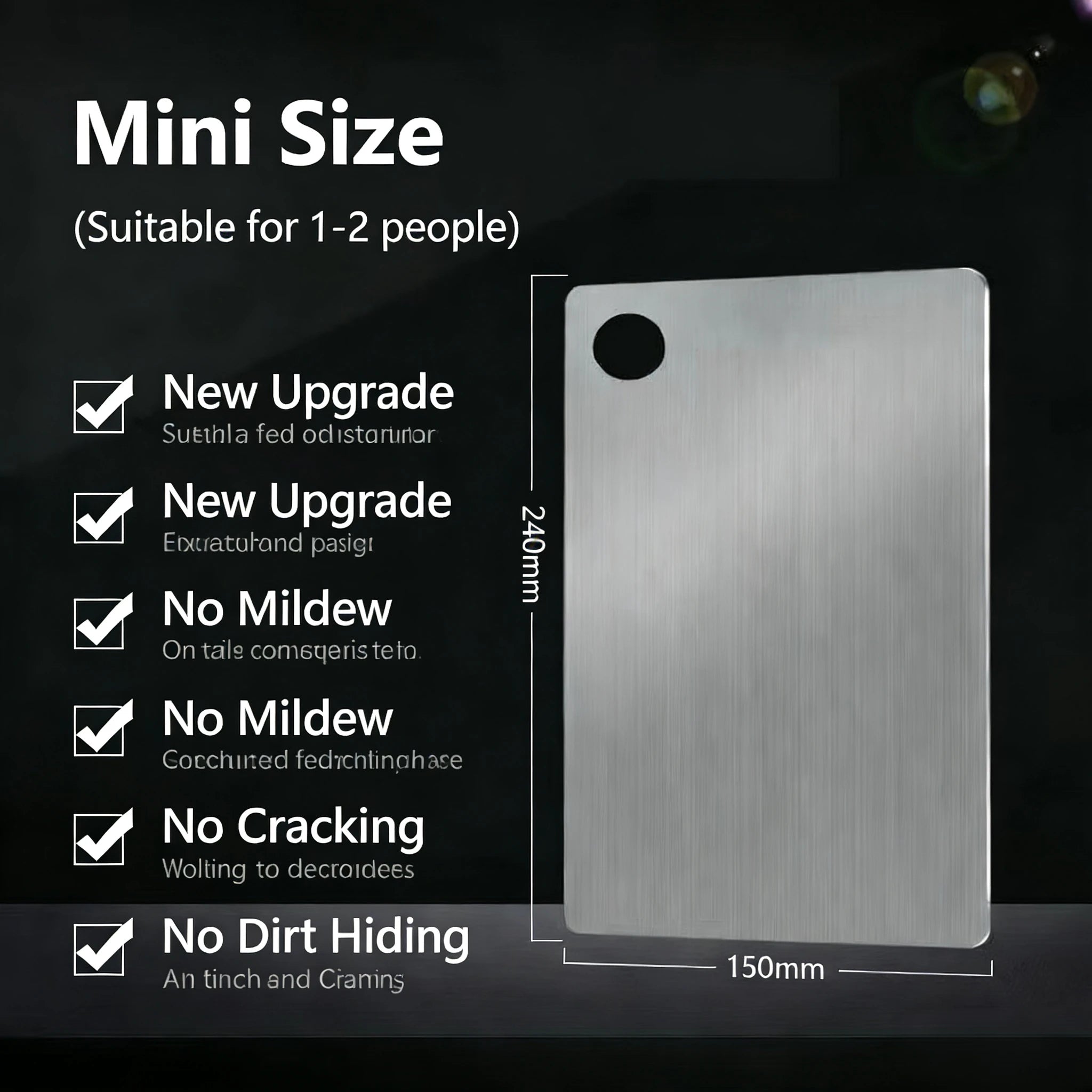 Титаниумски даски за сечење за кујна, задебелени двострани даски од не'рѓосувачки челик 304, задебелени, преносливи за сечење овошје и месо, со квалитет за храна